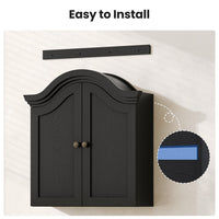 Sikaic Bathroom Wall Cabinet Scalloped Arch Bathroom Wall Cabinet with Adjustable Shelf Black Black / Engineered Wood / Modern
