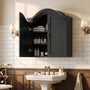Sikaic Bathroom Wall Cabinet Scalloped Arch Bathroom Wall Cabinet with Adjustable Shelf Black Black / Engineered Wood / Modern