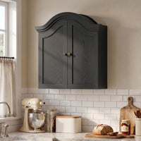 Sikaic Bathroom Wall Cabinet Scalloped Arch Bathroom Wall Cabinet with Adjustable Shelf Black Black / Engineered Wood / Modern