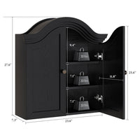 Sikaic Bathroom Wall Cabinet Scalloped Arch Bathroom Wall Cabinet with Adjustable Shelf Black Black / Engineered Wood / Modern