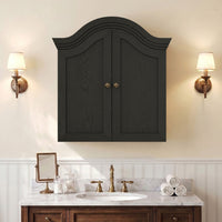 Sikaic Bathroom Wall Cabinet Scalloped Arch Bathroom Wall Cabinet with Adjustable Shelf Black Black / Engineered Wood / Modern
