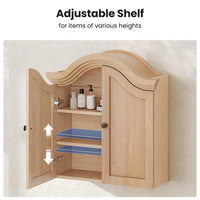 Sikaic Bathroom Wall Cabinet Scalloped Arch Bathroom Wall Cabinet with Adjustable Shelf Natural Natural / Engineered Wood / Modern