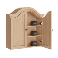 Sikaic Bathroom Wall Cabinet Scalloped Arch Bathroom Wall Cabinet with Adjustable Shelf Natural Natural / Engineered Wood / Modern