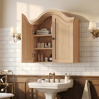 Sikaic Bathroom Wall Cabinet Scalloped Arch Bathroom Wall Cabinet with Adjustable Shelf Natural Natural / Engineered Wood / Modern