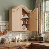 Sikaic Bathroom Wall Cabinet Scalloped Arch Bathroom Wall Cabinet with Adjustable Shelf Natural Natural / Engineered Wood / Modern