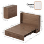Sikaic Bed Queen Murphy Bed with Drawer & Charging Station,Brown Brown / Engineered Wood / 62 x 23.6 x 47.4 inches