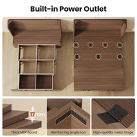 Sikaic Bed Queen Murphy Bed with Drawer & Charging Station,Brown Brown / Engineered Wood / 62 x 23.6 x 47.4 inches