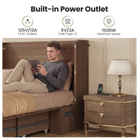 Sikaic Bed Queen Murphy Bed with Drawer & Charging Station,Brown Brown / Engineered Wood / 62 x 23.6 x 47.4 inches
