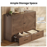 Sikaic Bed Queen Murphy Bed with Drawer & Charging Station,Brown Brown / Engineered Wood / 62 x 23.6 x 47.4 inches