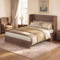 Sikaic Bed Queen Murphy Bed with Drawer & Charging Station,Brown Brown / Engineered Wood / 62 x 23.6 x 47.4 inches