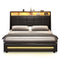 Sikaic Bed Frame 4 Storage Drawers LED Bed Frame Black