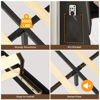 Sikaic Bed Frame 4 Storage Drawers LED Bed Frame with Charging Station Black