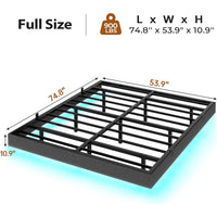 Sikaic Bed Frame Floating Bed Frame Linen Upholstered Platform with LED Lights Underbed Storage Space No Box Spring Needed Dark Grey