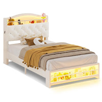 Sikaic Bed Frame Twin Princess Velvet Upholstered Bed Frame Beige Beige / Engineered Wood / Modern