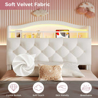 Sikaic Bed Frame Twin Princess Velvet Upholstered Bed Frame Beige Beige / Engineered Wood / Modern