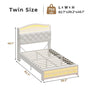 Sikaic Bed Frame Twin Princess Velvet Upholstered Bed Frame Beige Beige / Engineered Wood / Modern