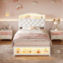 Sikaic Bed Frame Twin Princess Velvet Upholstered Bed Frame Beige Beige / Engineered Wood / Modern