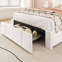 Sikaic Bed Frame Twin Size Upholstered LED Bed Frame Beige Beige / Engineered Wood / Modern