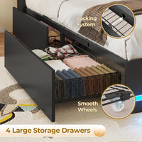 Sikaic Bed Frame Twin Size Bed Frame with Bookcase Headboard and Charging Station Black Black / Engineered Wood / Modern