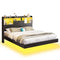 Sikaic Bed Frame Full Floating Bed Frame with LED Lights and Headboard Storage Black Black / Full / Engineered Wood