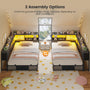 Sikaic Bed Frame Corner Bed Frame with Charging Station & Led Lights, Black & Gray Black & Gray / Fabric / 83.1 x 47.2 x 36.2 inches