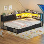 Sikaic Bed Frame Corner Bed Frame with Charging Station & Led Lights, Black & Gray Black & Gray / Fabric / 83.1 x 47.2 x 36.2 inches