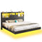 Sikaic Bed Frame King Floating Bed Frame with LED Lights and Headboard Storage Black Black / King / Engineered Wood
