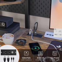 Sikaic Bed Frame LED Loft Metal Twin Size Bed Frame with U Shaped Desk Charging Station Drawers Storage Shelves and Safety Guard & Ladder No Box Spring Needed Black