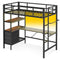 Sikaic Bed Frame LED Loft Metal Twin Size Bed Frame with L Shaped Desk Black Black / Twin / Metal