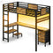 Sikaic Bed Frame Twin Loft Bed Frame with Desk Black Black / Twin / Metal