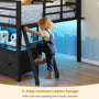 Sikaic Bed Frame Low Loft Bed Twin Size with 7 Storage Drawers, Bookcase and LED Lights Black Black / Twin / Modern