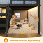 Sikaic Bed Frame Low Loft Bed Twin Size with 7 Storage Drawers, Bookcase and LED Lights Black Black / Twin / Modern