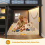 Sikaic Bed Frame Low Loft Bed Twin Size with 7 Storage Drawers, Bookcase and LED Lights Black Black / Twin / Modern