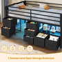 Sikaic Bed Frame Low Loft Bed Twin Size with 7 Storage Drawers, Bookcase and LED Lights Black Black / Twin / Modern