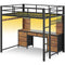 Sikaic Bed Frame Full Loft LED Bed Frame Brown Brown / Full / Steel