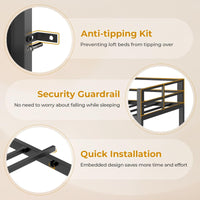 Sikaic Bed Frame Twin Loft LED Bed Frame Brown Brown / Steel / Modern