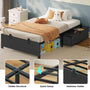 Sikaic Bed Frame Twin Size Metal Platform Bed Frame with 2 Large Storage Drawers No Box Spring Needed Dark Grey & Black Dark Grey & Black / Metal / Modern