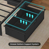 Sikaic Bed Frame Twin Size Metal Platform Bed Frame with 2 Large Storage Drawers No Box Spring Needed Dark Grey & Black Dark Grey & Black / Metal / Modern