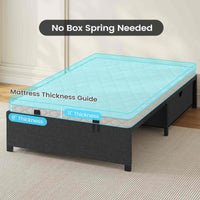 Sikaic Bed Frame Twin Size Metal Platform Bed Frame with 2 Large Storage Drawers No Box Spring Needed Dark Grey & Black Dark Grey & Black / Metal / Modern