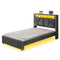 Sikaic Bed Frame Twin LED Bed Frame Dark Grey Dark Grey / Twin / Engineered Wood