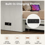 Sikaic Bed Frame Farmhouse Queen Murphy Bed with Storage Drawers & Charging Station Rustic White