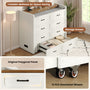 Sikaic Bed Frame Farmhouse Queen Murphy Bed with Storage Drawers & Charging Station Rustic White