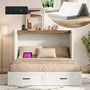 Sikaic Bed Frame Farmhouse Queen Murphy Bed with Storage Drawers & Charging Station Rustic White
