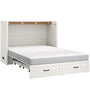 Sikaic Bed Frame Farmhouse Queen Murphy Bed with Storage Drawers & Charging Station Rustic White