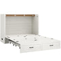 Sikaic Bed Frame Farmhouse Queen Murphy Bed with Storage Drawers & Charging Station Rustic White