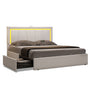Sikaic Bed Frame Faux Leather Platform Bed Frame with LED Headboard White