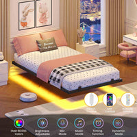 Sikaic Bed Frame Floating LED Bed Frame Black