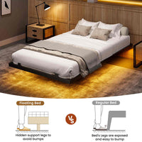 Sikaic Bed Frame Floating LED Bed Frame Black