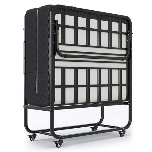 Sikaic Bed Frame Folding Metal Bed with Memory Foam Mattress Black
