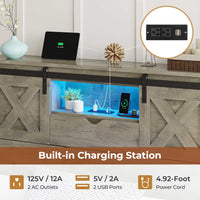 Sikaic Bed Frame Twin Size Bed Frame with 2 Storage Drawers and LED Lights Rustic Oak Grey / Engineered Wood / Farmhouse